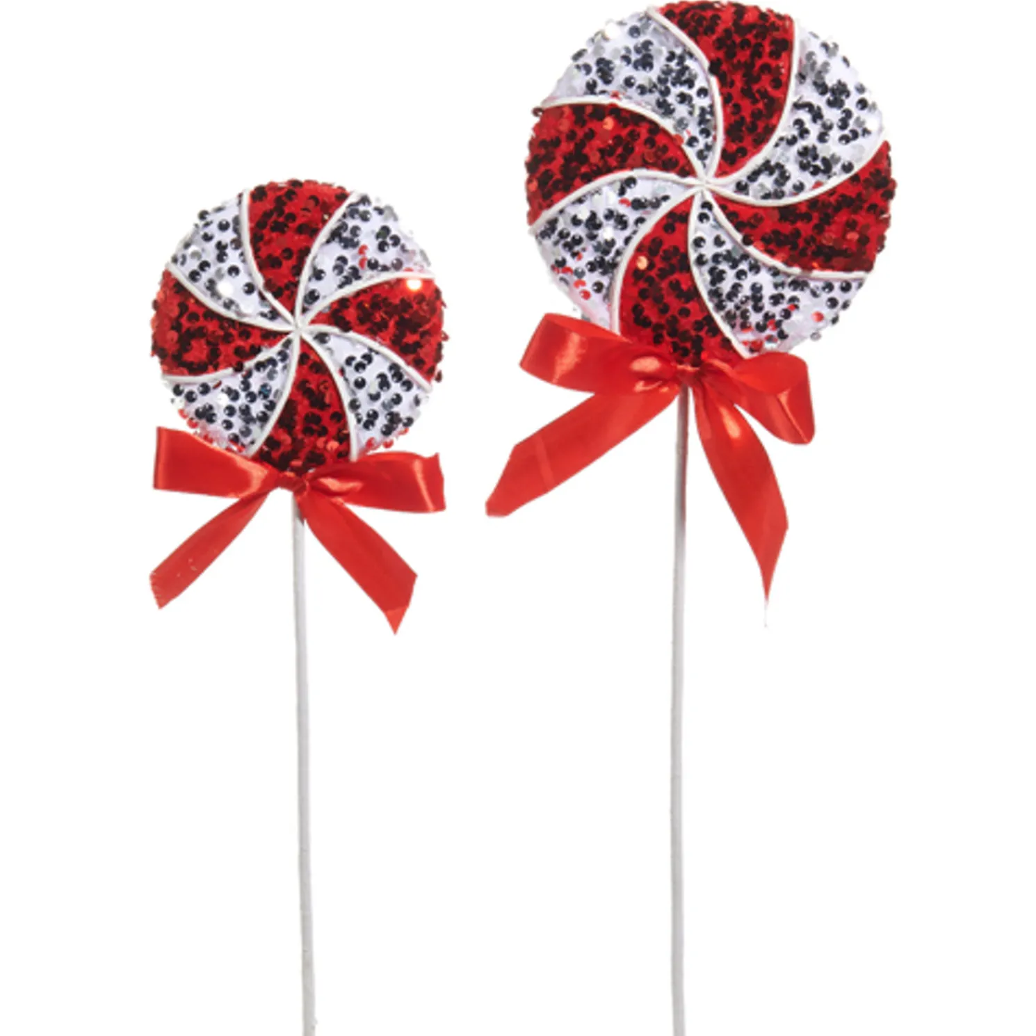 Raz Red and White Glitter Peppermint Christmas Tree Pick F4506744