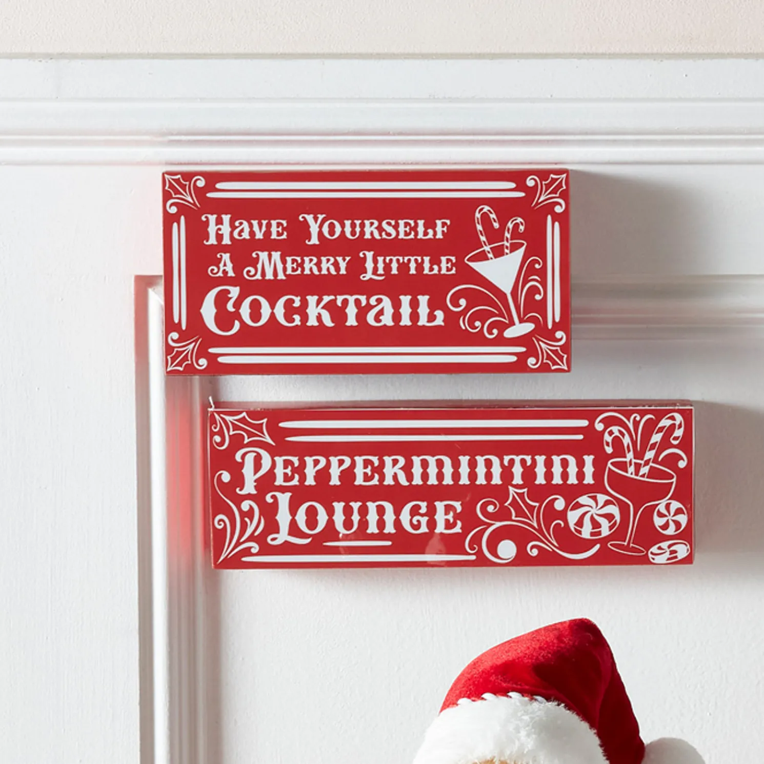 Raz Red High Shine Block Christmas Cocktail Sign