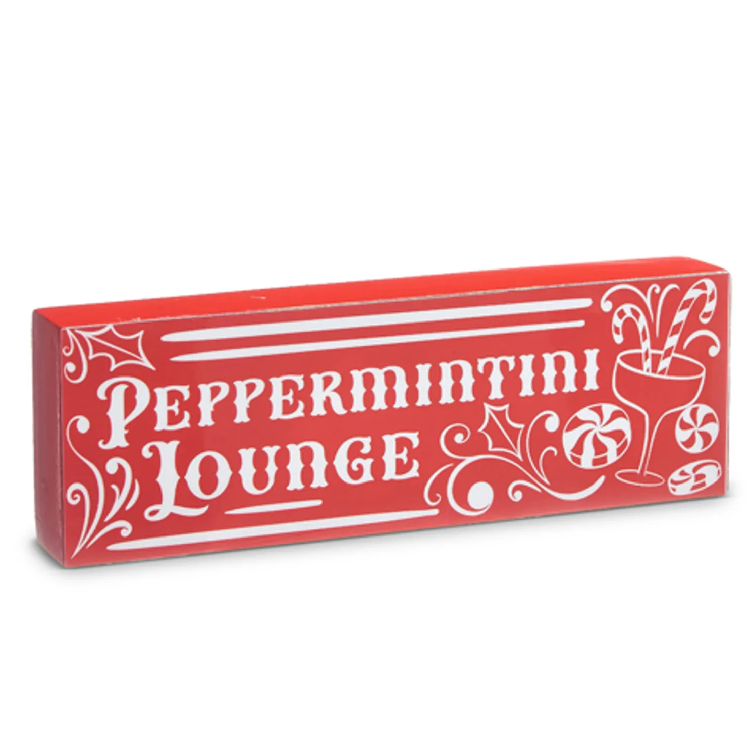 Raz Red High Shine Block Christmas Cocktail Sign