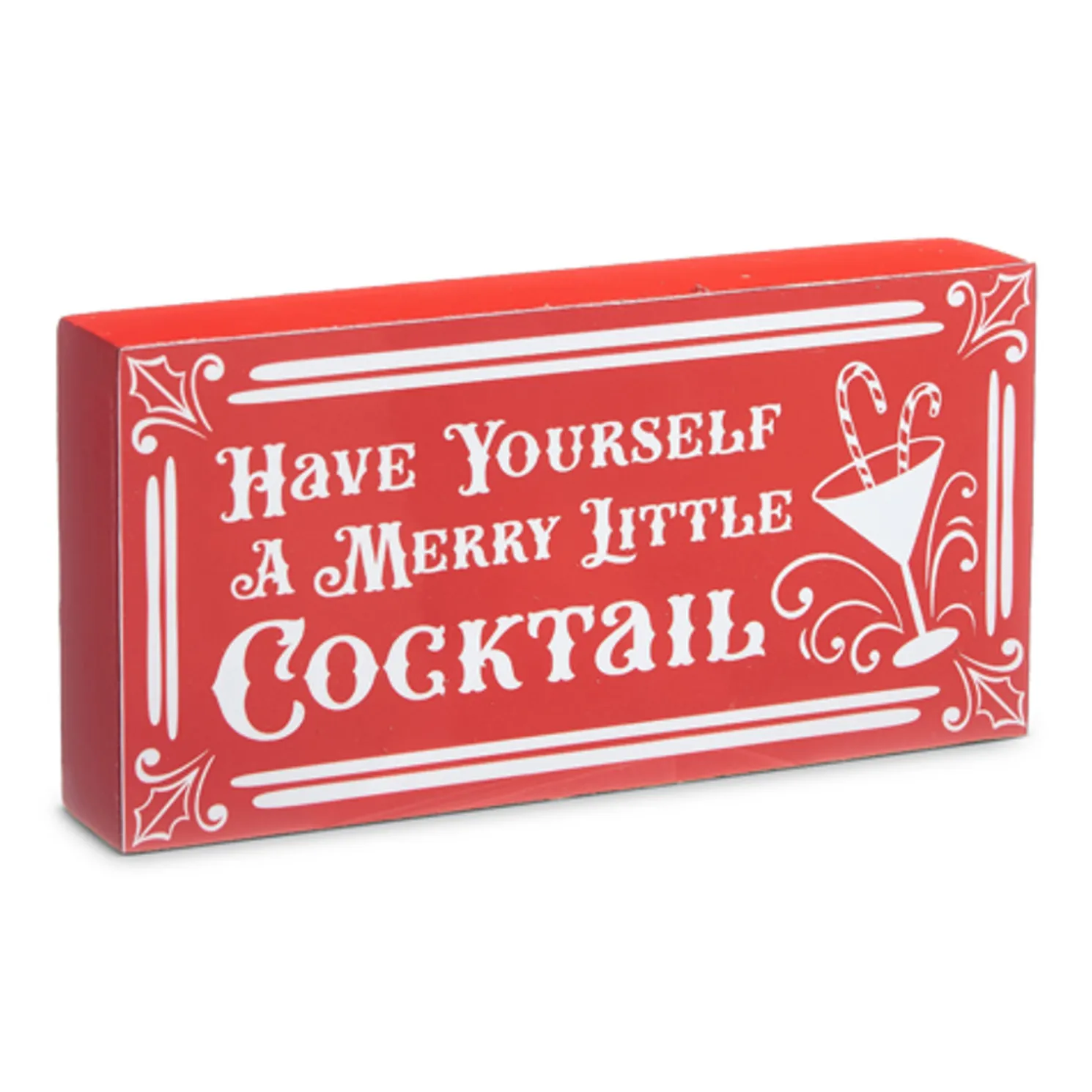Raz Red High Shine Block Christmas Cocktail Sign