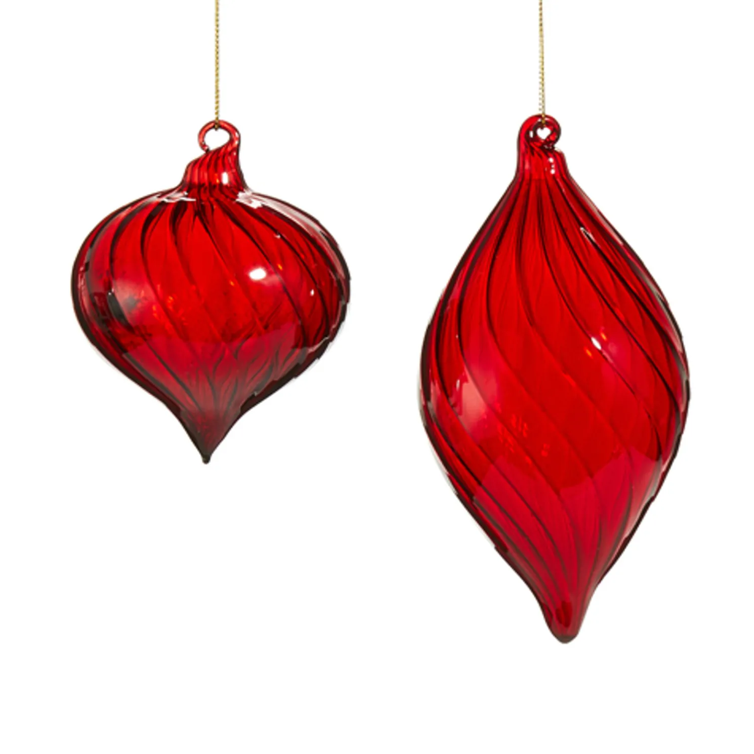 Raz Red Swirl Blown Glass Christmas Ornament 4523106