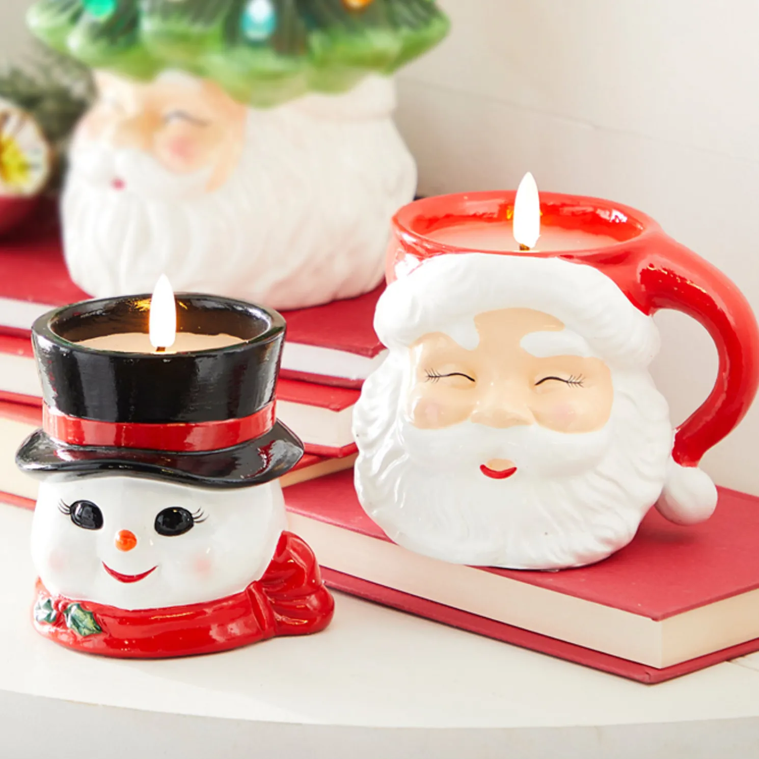 Raz Santa or Snowman Battery Operated Candle Christmas Decoration