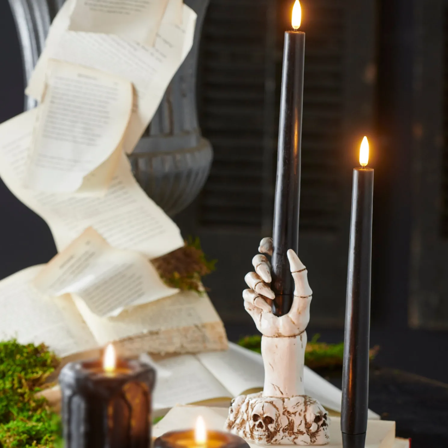 Raz Set of 2 10" Black Taper Battery Operated Candle with Lighted Flickering Wick 4434555