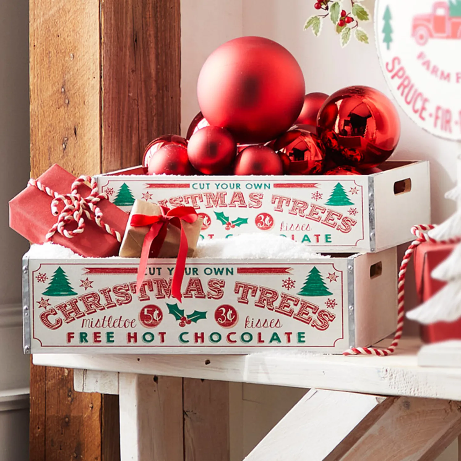 Raz Set of 2 17.75" Christmas Tree Crates 4312378