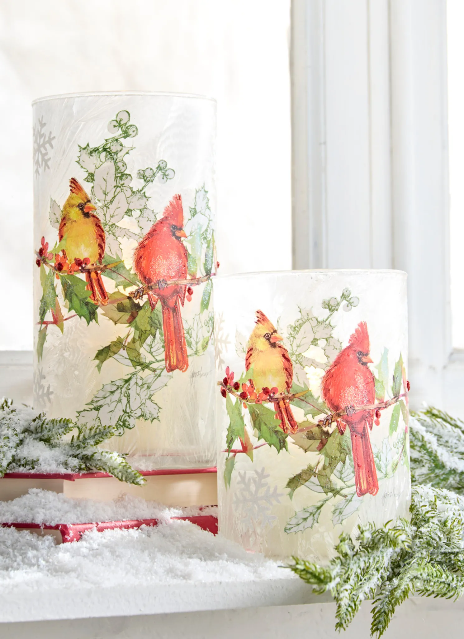 Raz Set of 2 Cardinal Containers Christmas Decoration 4324593