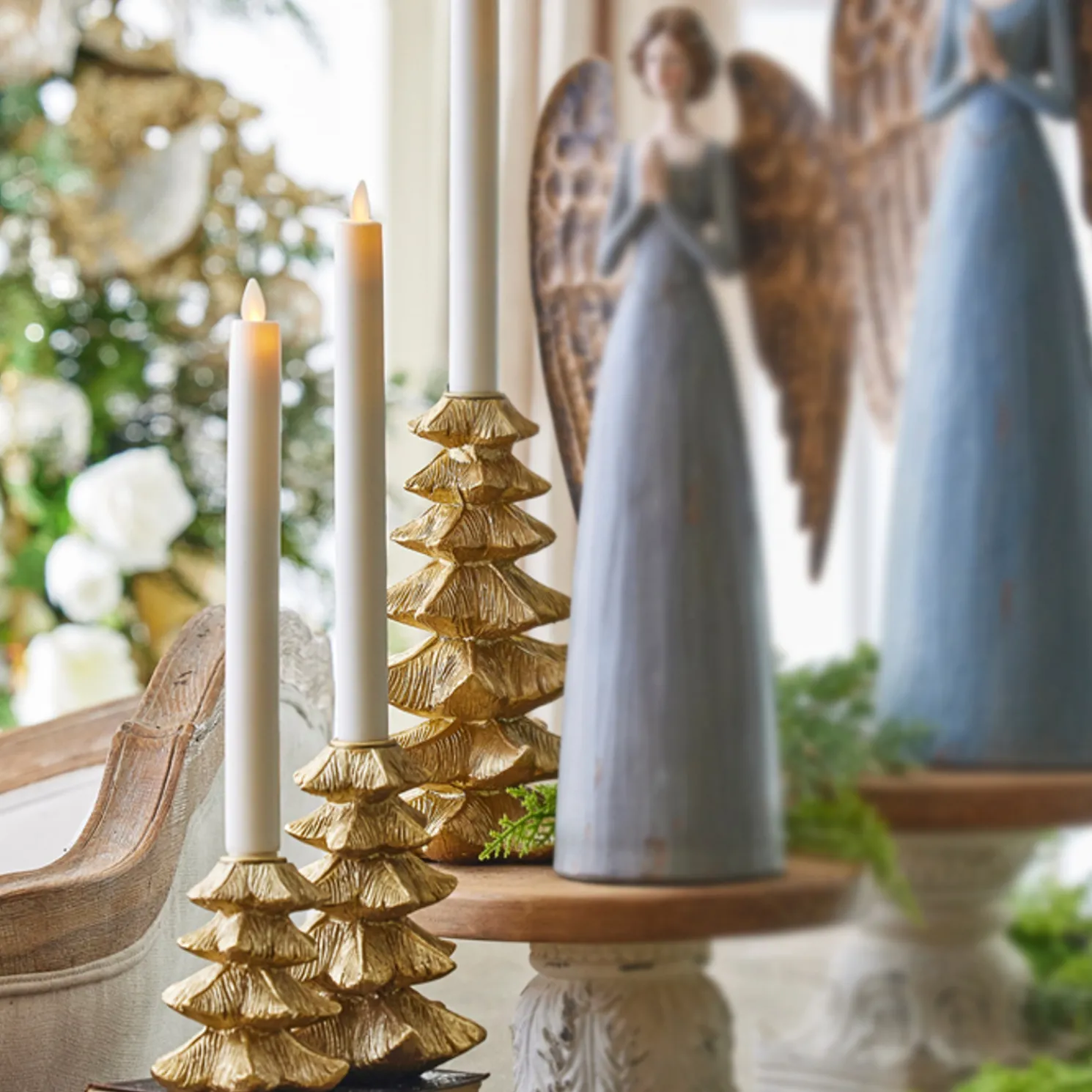 Raz Set of 3 Gold Tree Candle Stick Holders Christmas Decoration 4327997