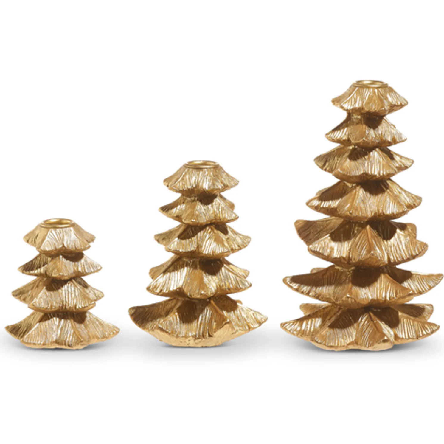 Raz Set of 3 Gold Tree Candle Stick Holders Christmas Decoration 4327997