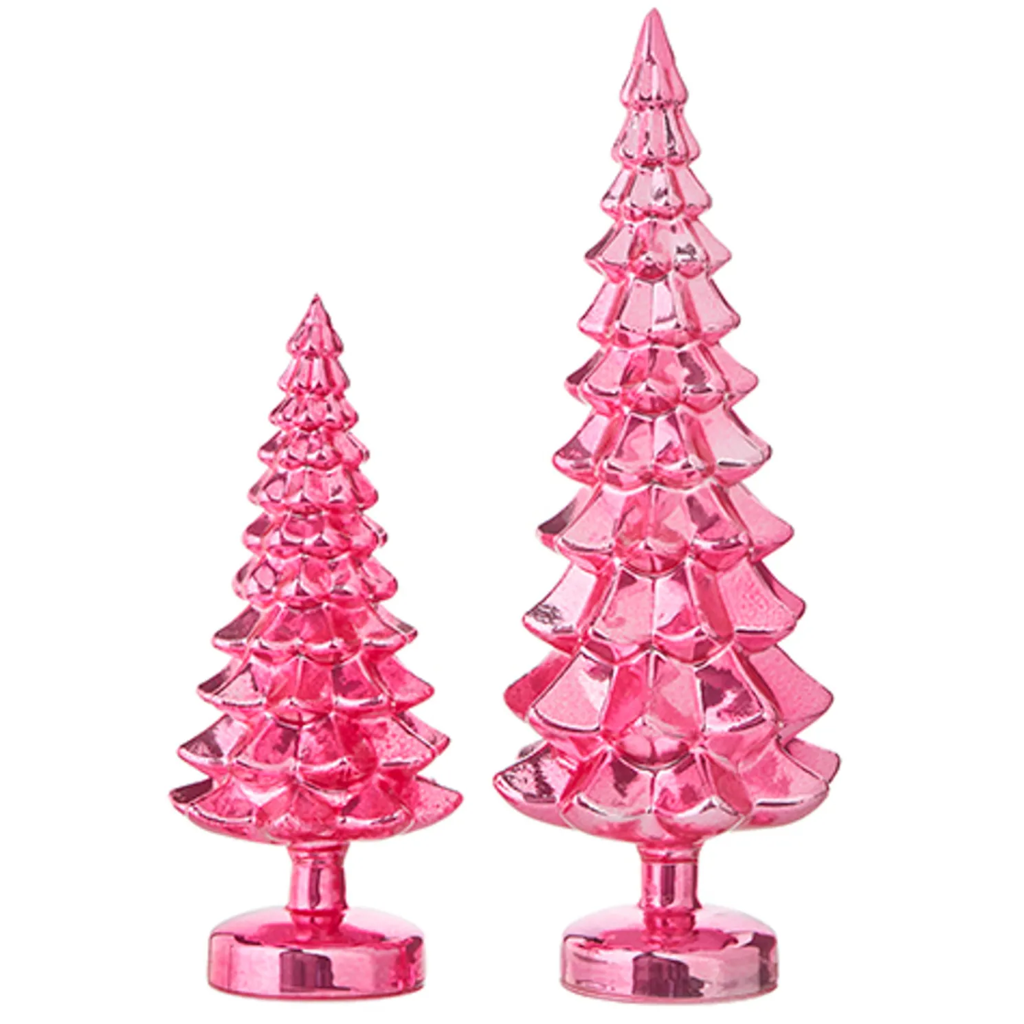 Raz Set of 2 Pink Metallic Glass Christmas Tree Decoration 4222938