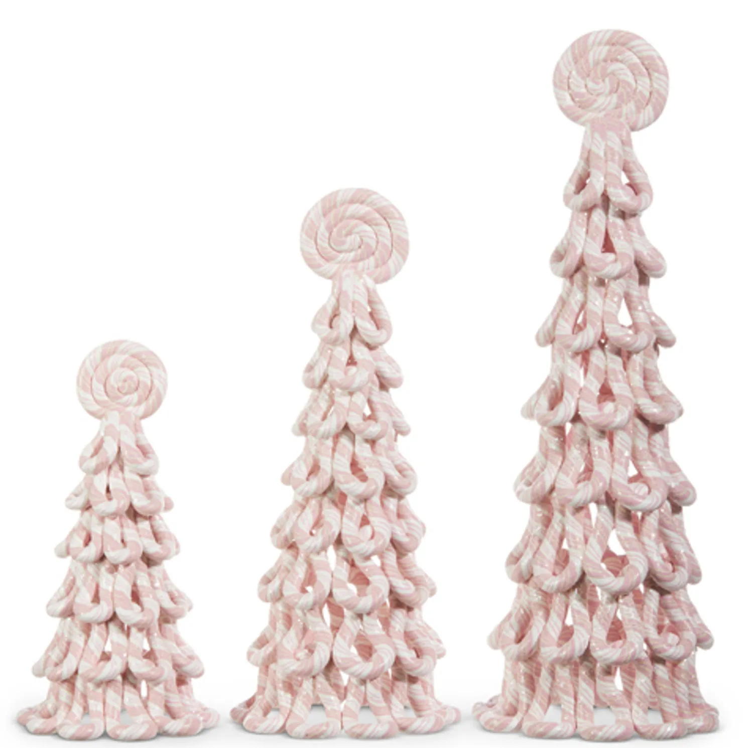 Raz Set of 3 Pink Peppermint Christmas Trees 4316051