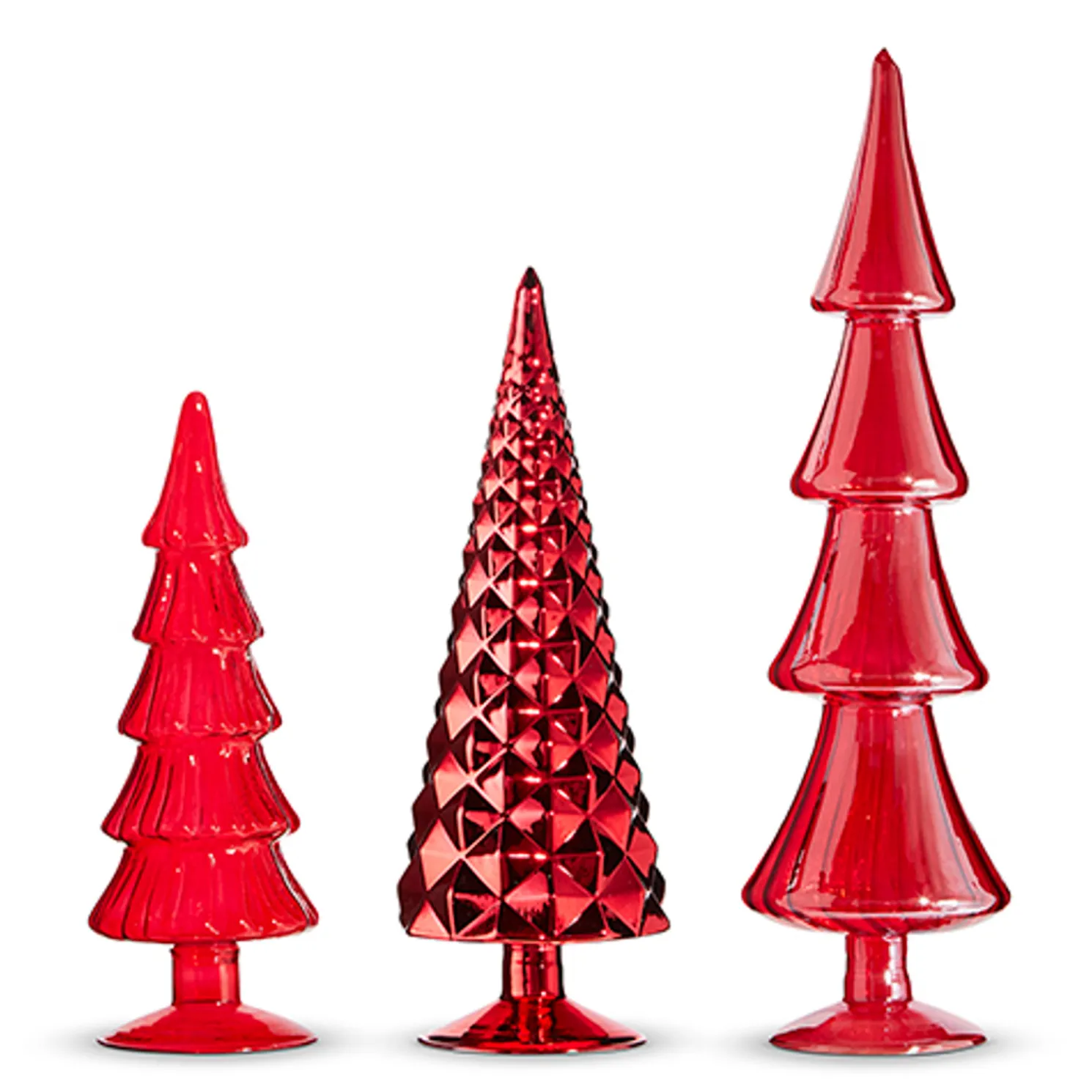 Raz Set of 3 Red Glass Trees Christmas Decoration 4322914