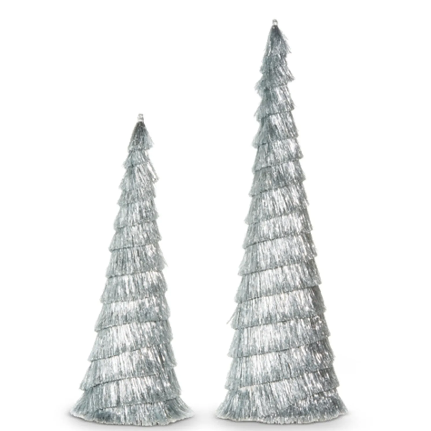 Raz Set of 2 Silver Tinsel Tree Christmas Decoration 4334055