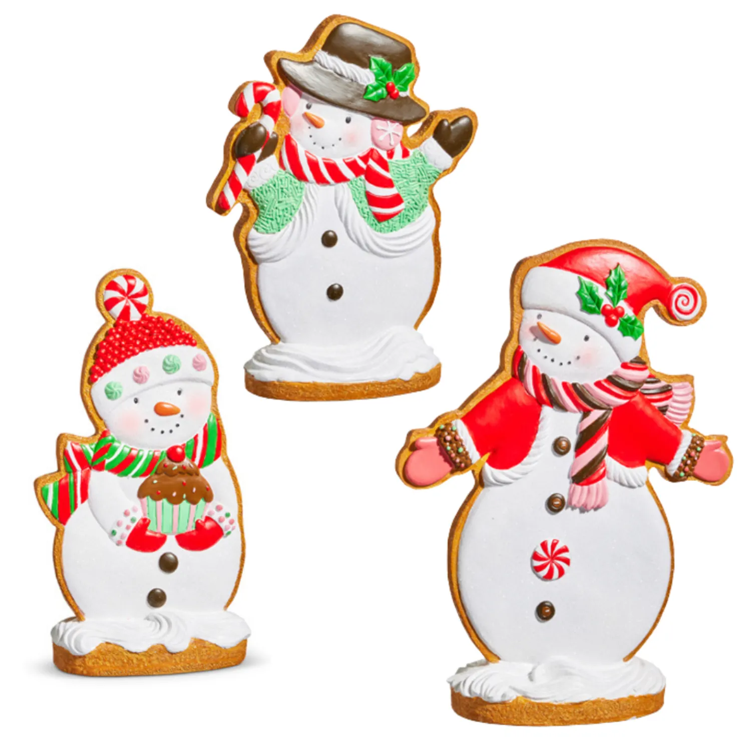 Raz Standing Christmas Gingerbread Cookie Snowman Figure