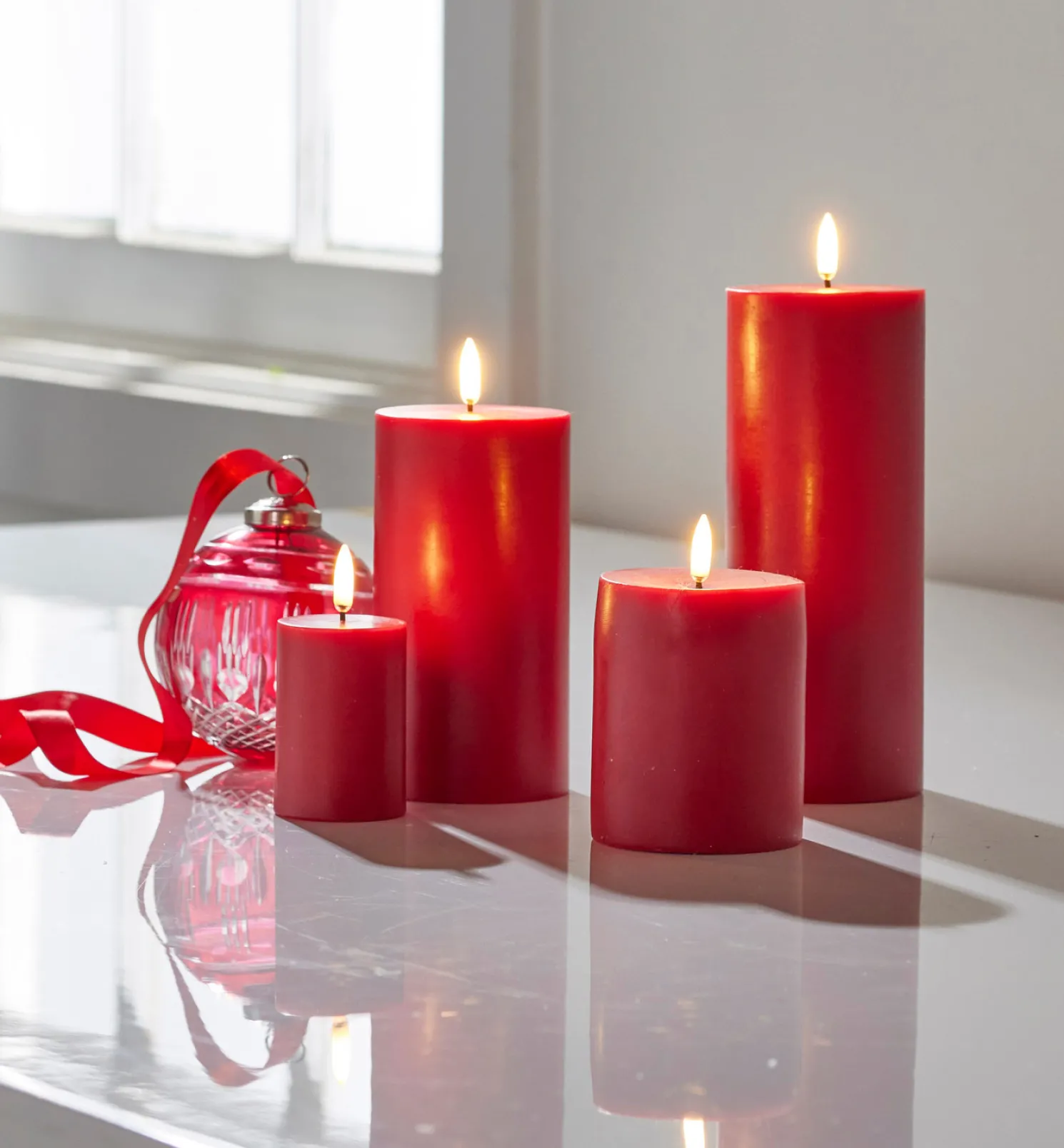 Raz Uyuni Red Battery Operated Candle with Lighted Flickering Flame