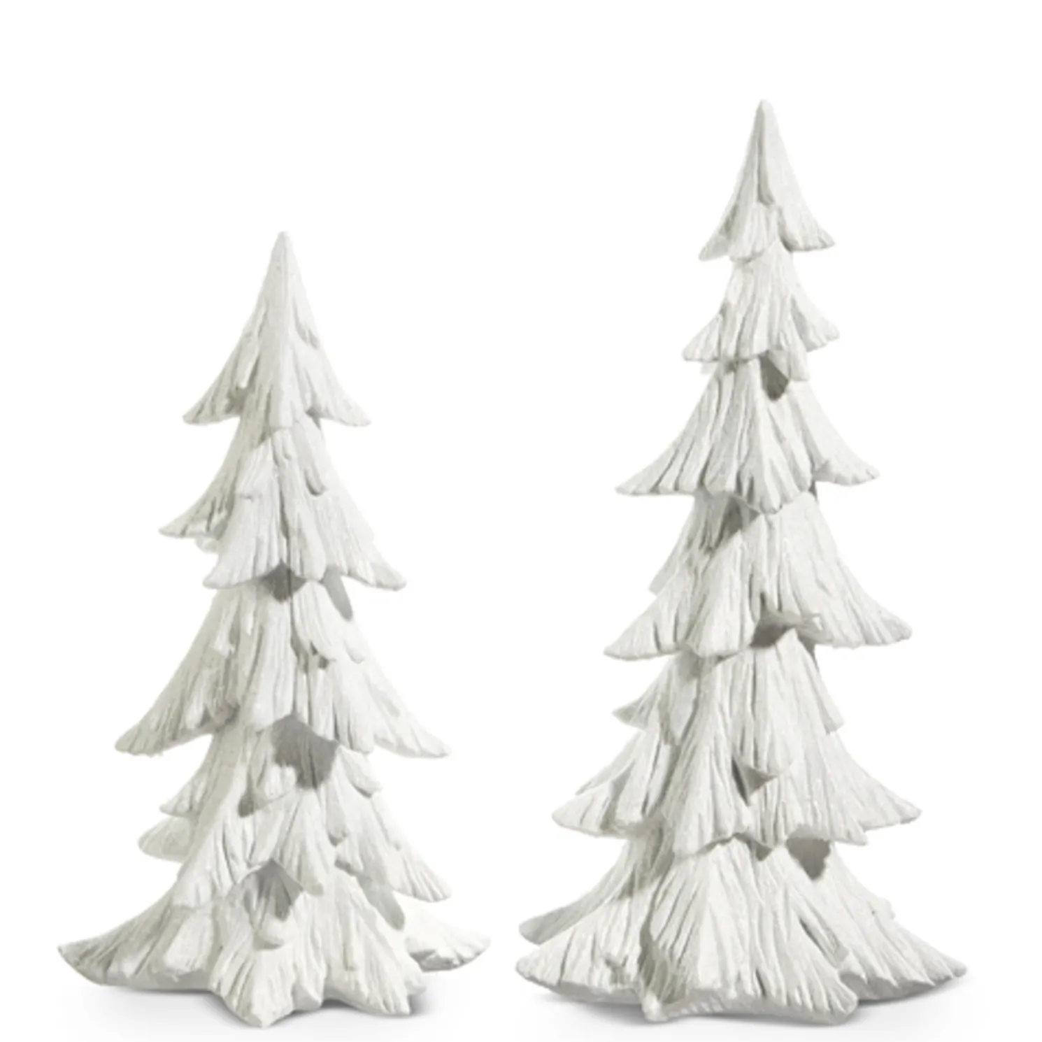 Raz White Carved Christmas Tree Decoration Set of 2 4401619
