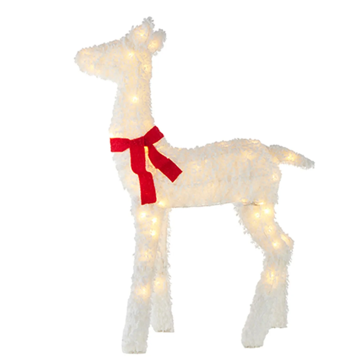 Raz White Flocked Tinsel Lighted Deer Indoor Outdoor Christmas Decoration