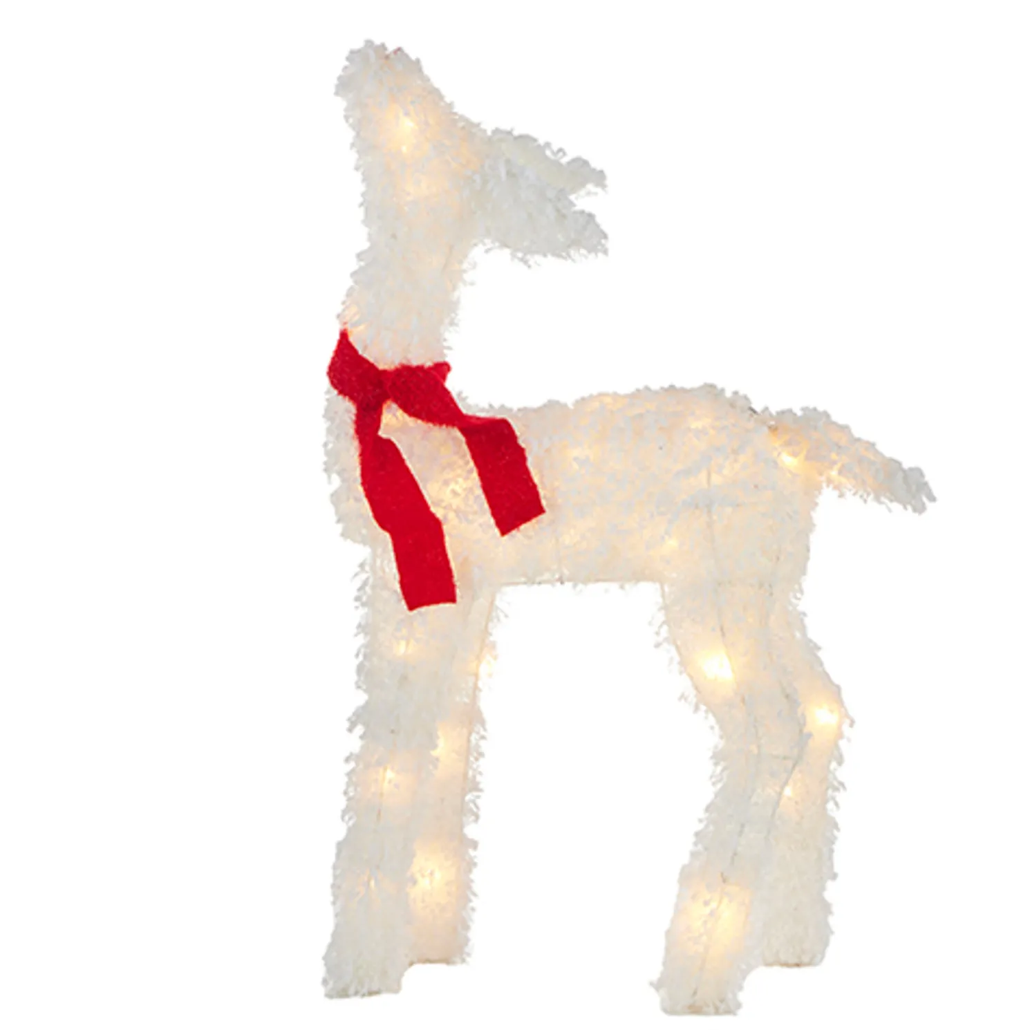 Raz White Flocked Tinsel Lighted Deer Indoor Outdoor Christmas Decoration