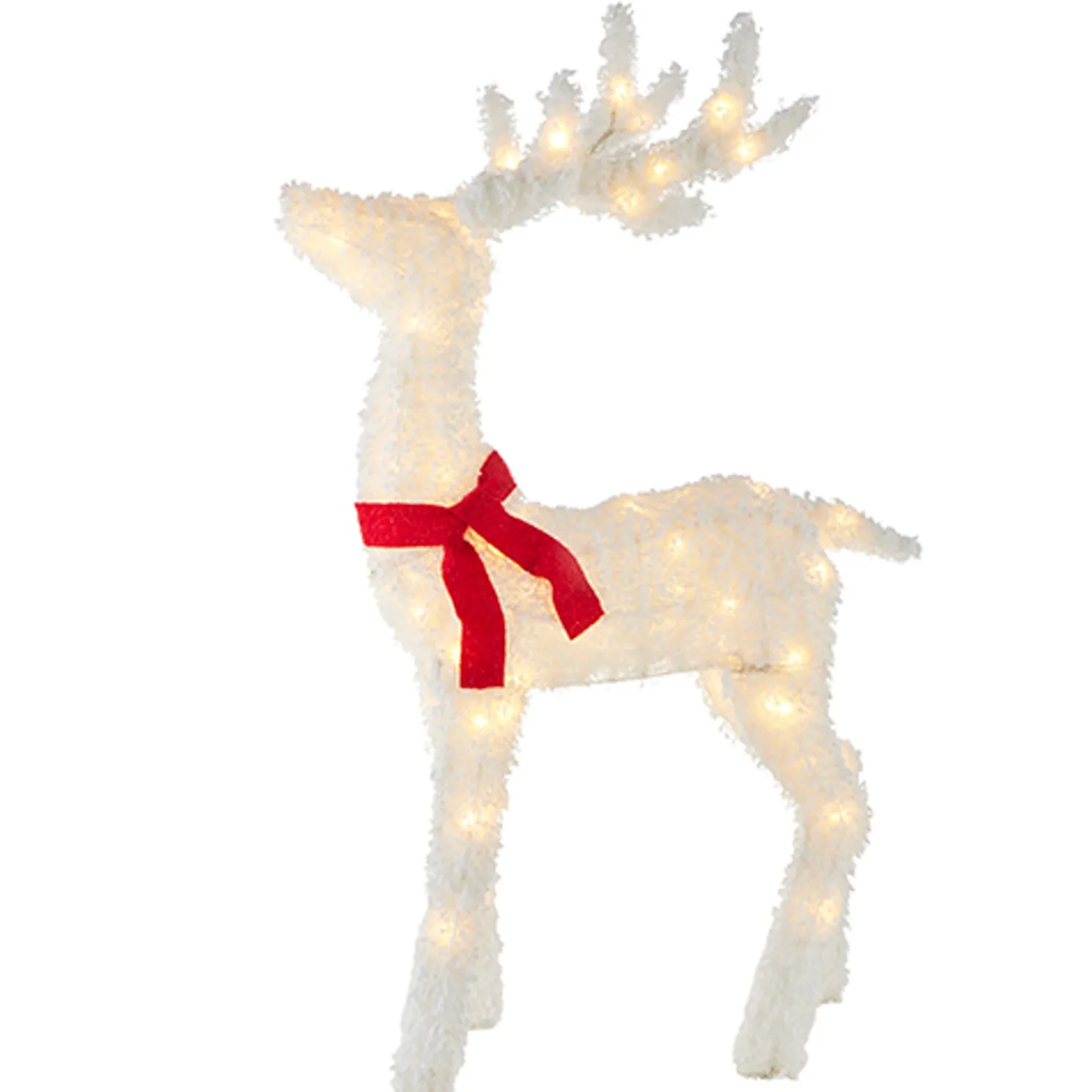 Raz White Flocked Tinsel Lighted Deer Indoor Outdoor Christmas Decoration