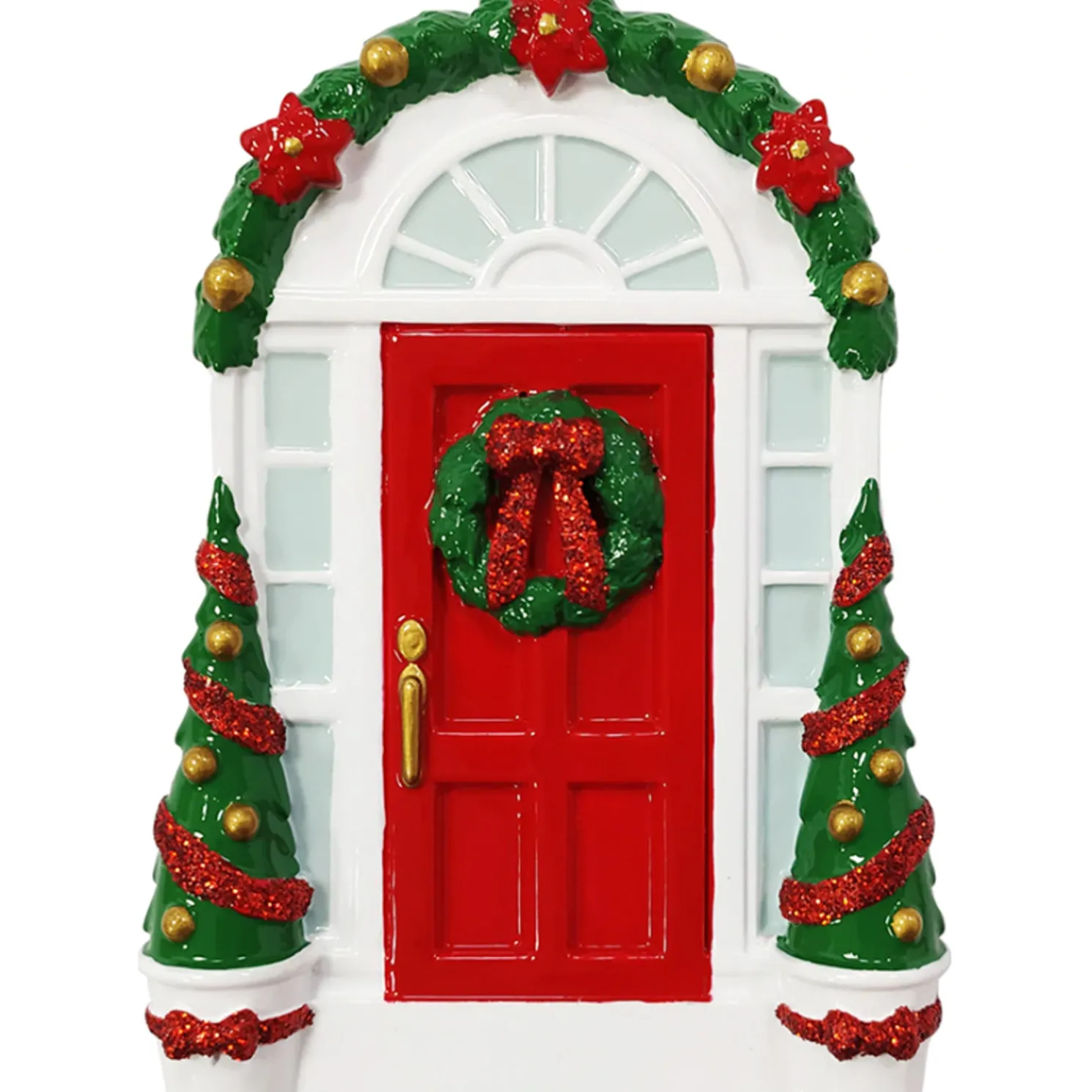 Red Door with Wreath Personalized Christmas Ornament OR2297