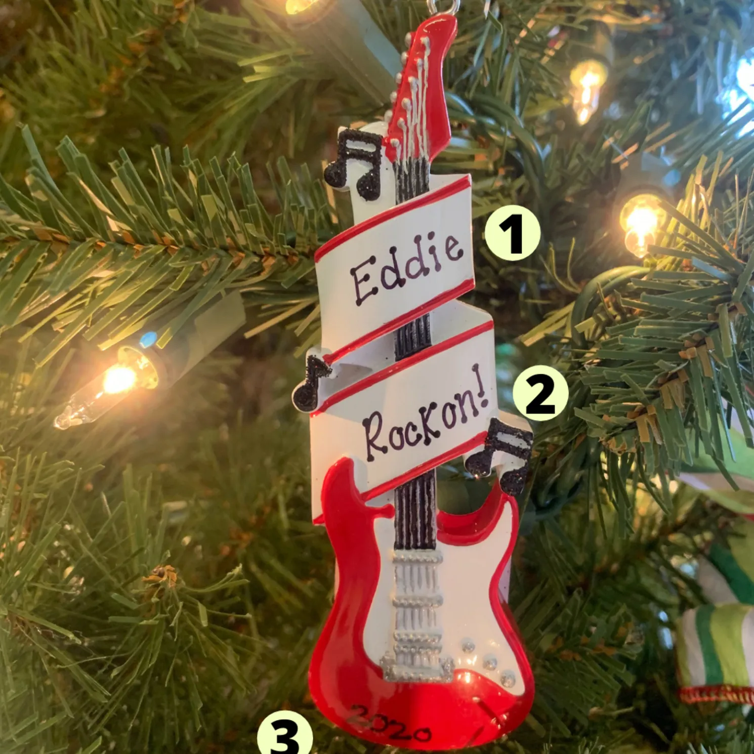 Red Electric Guitar Personalized Christmas Ornament OR1966