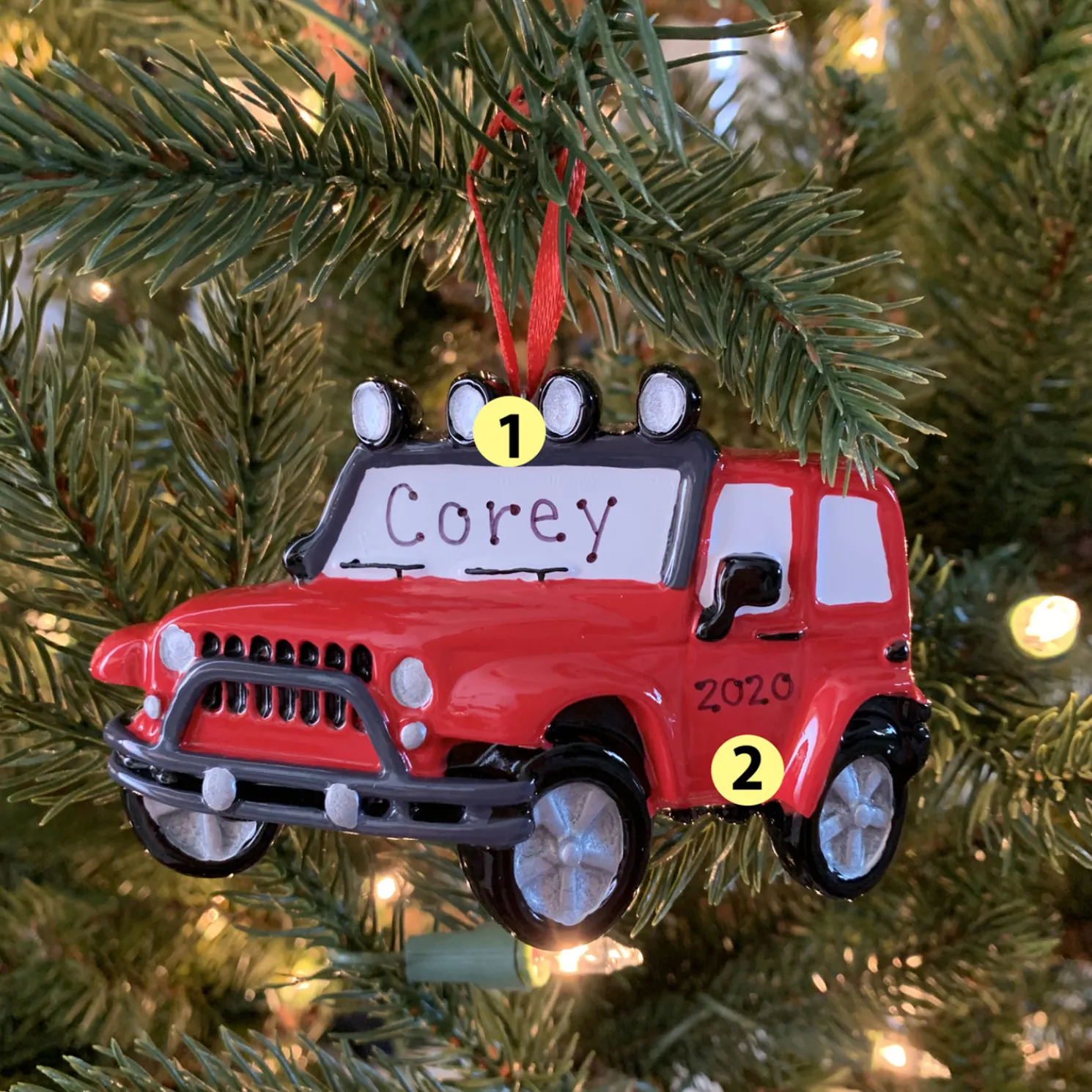 Red Jeep Personalized Christmas Ornament OR1763
