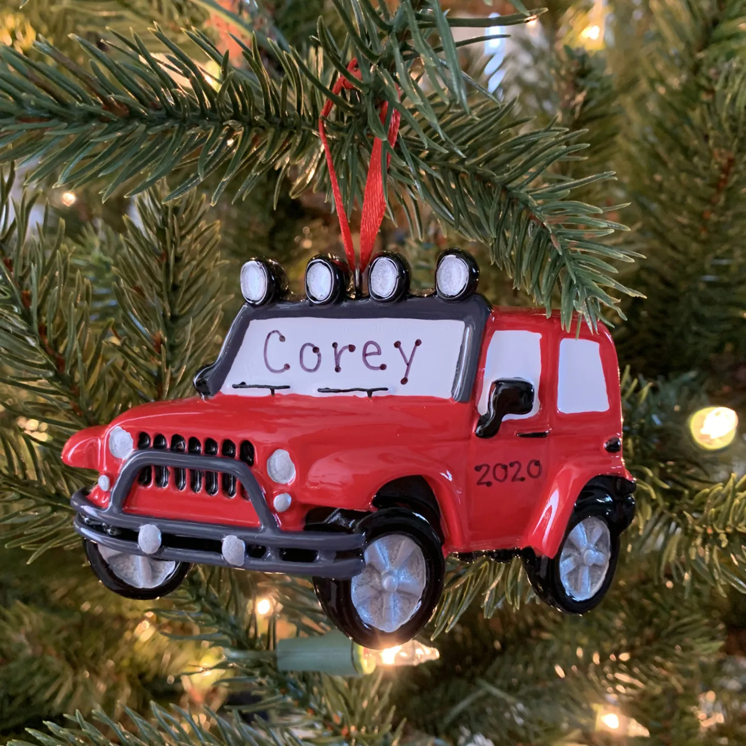 Red Jeep Personalized Christmas Ornament OR1763