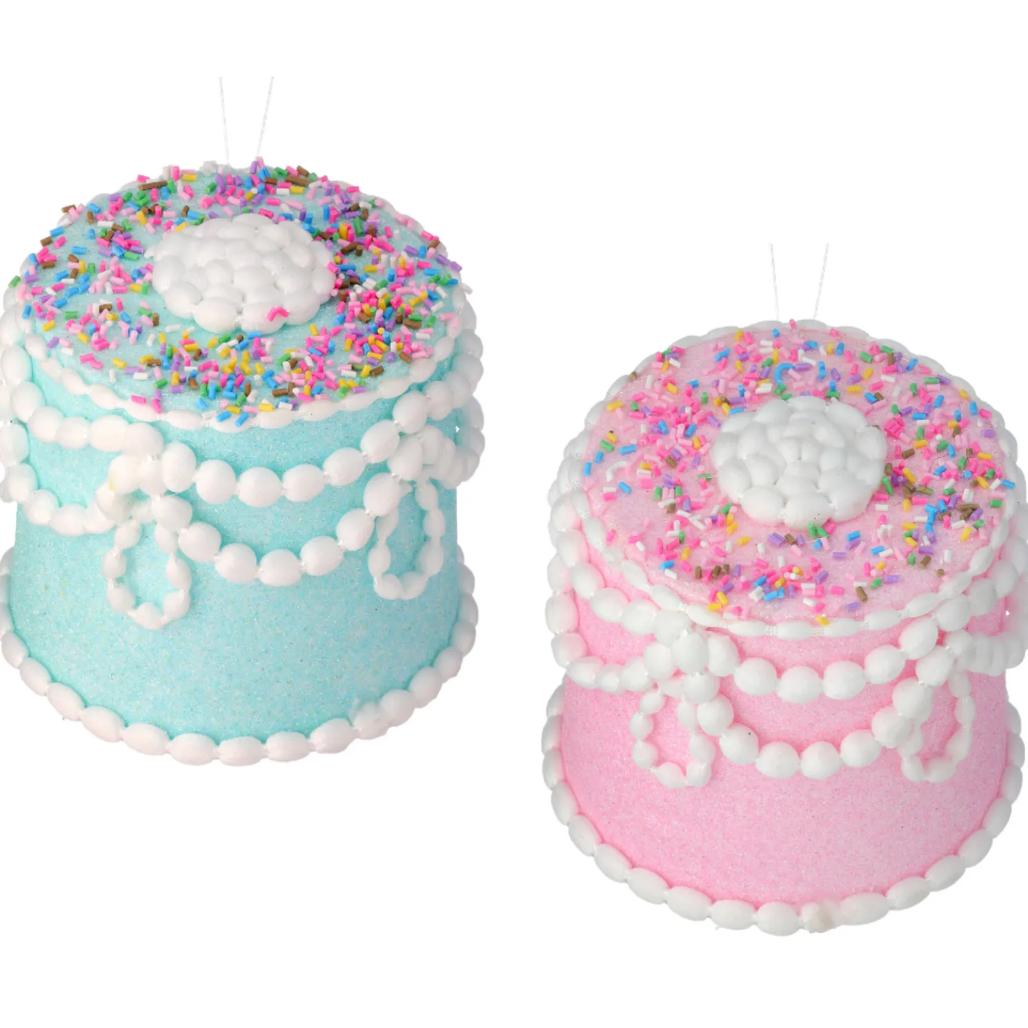 Regency 5" Blue or Pink Pastel Candy Decorated Cake Christmas Ornament MTX68911