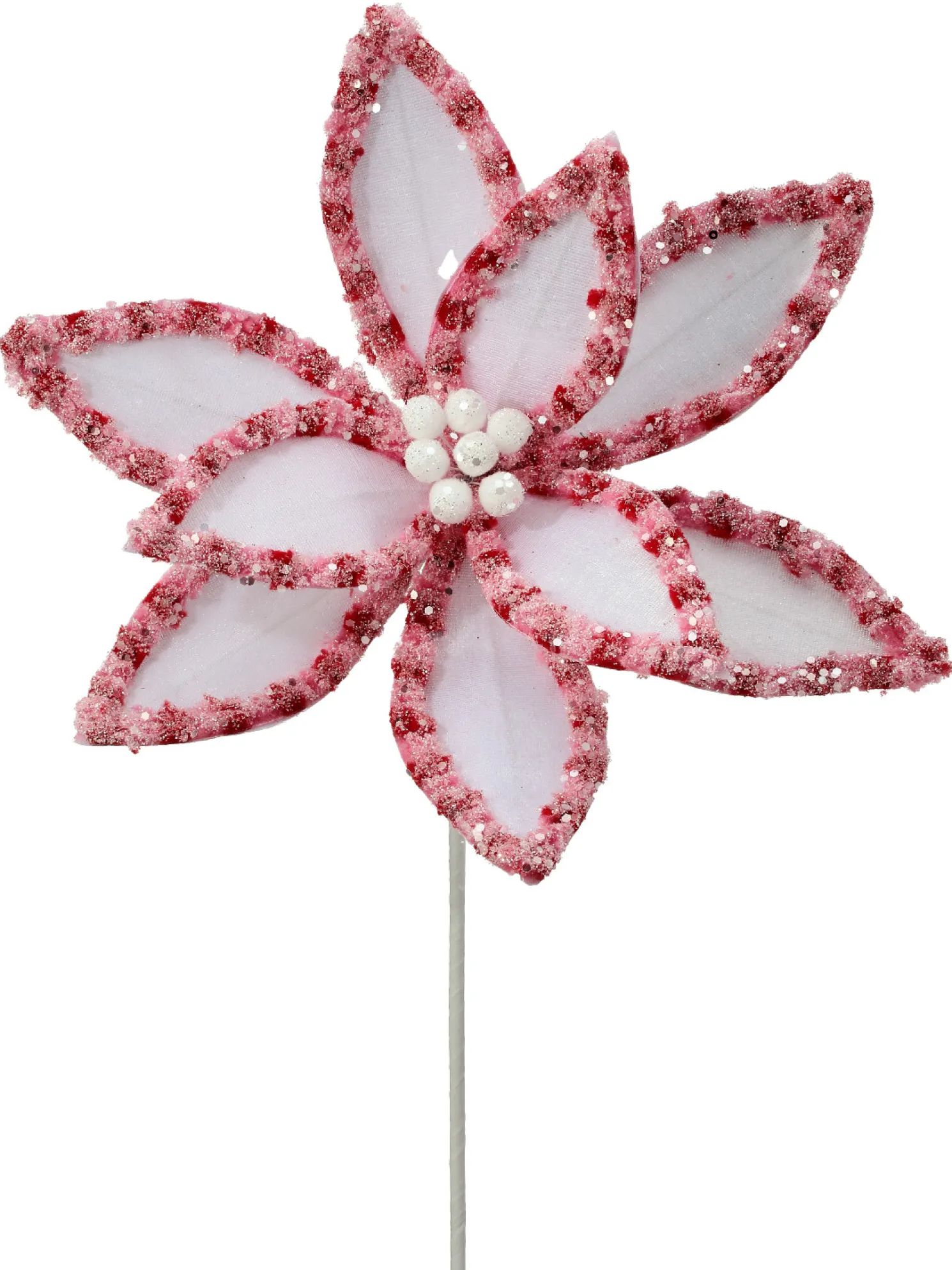 Regency 22" Candy with Snow and Glitter Poinsettia Stem Christmas Pick MTX73365