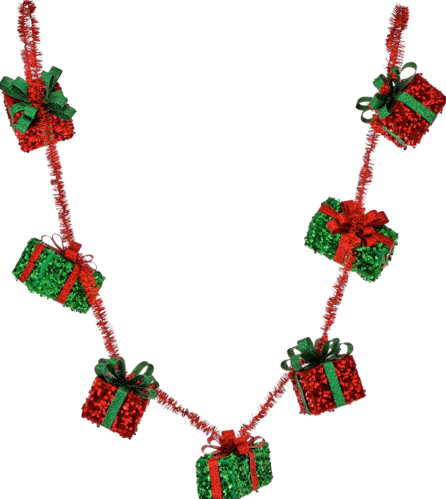 Regency 48" Glitter with Tinsel Gift Packages Christmas Tree Garland MTX73524