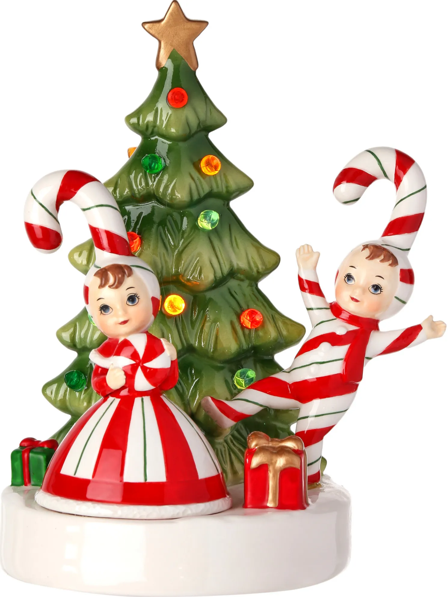Regency 6.5" LED Lighted Battery Operated Candy Cane Kids with Tree Christmas Decoration MTX74307
