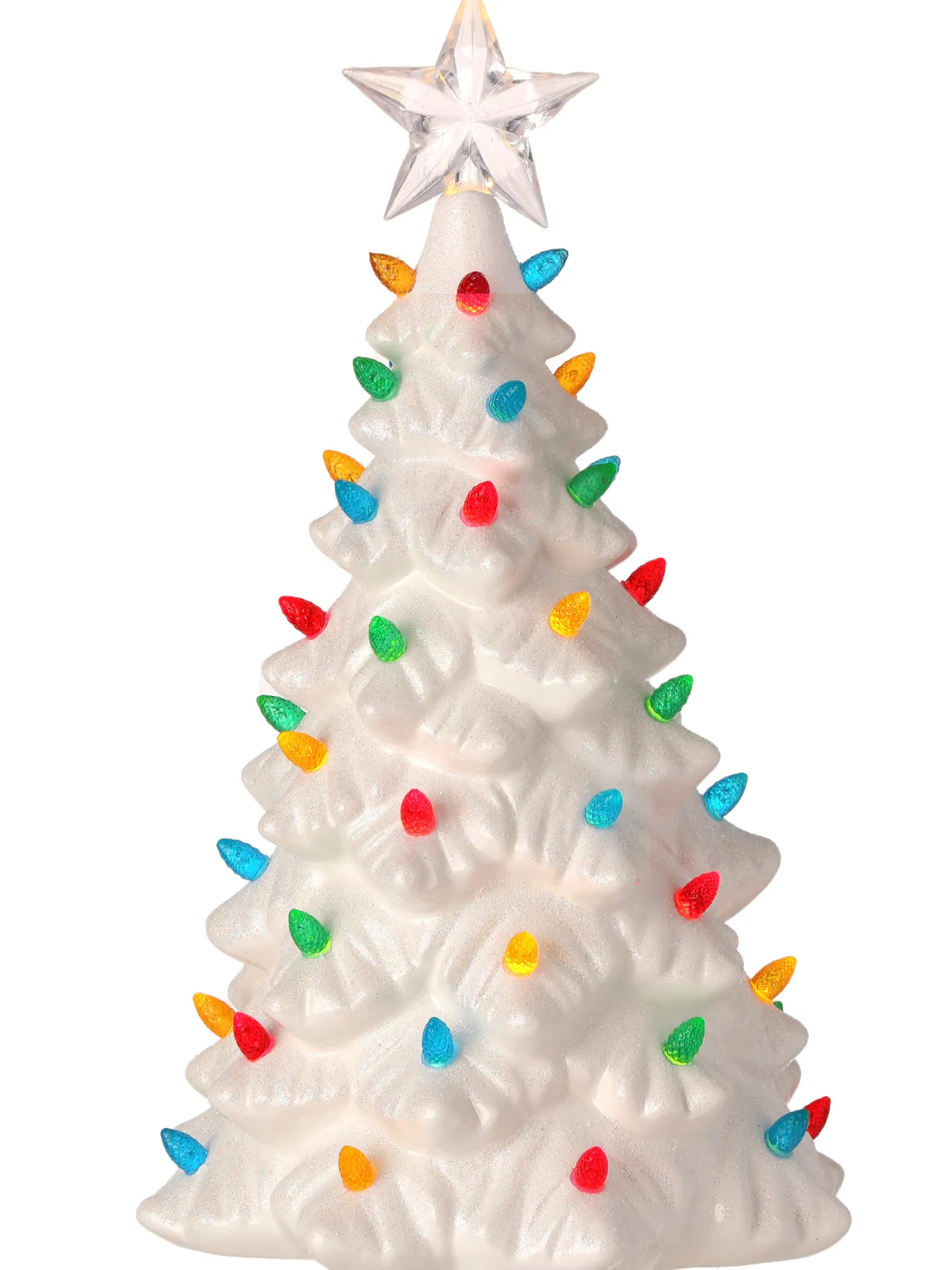 Regency 12" LED Lighted Battery Operated Porcelain Glittered Ceramic Christmas Tree MTX74303