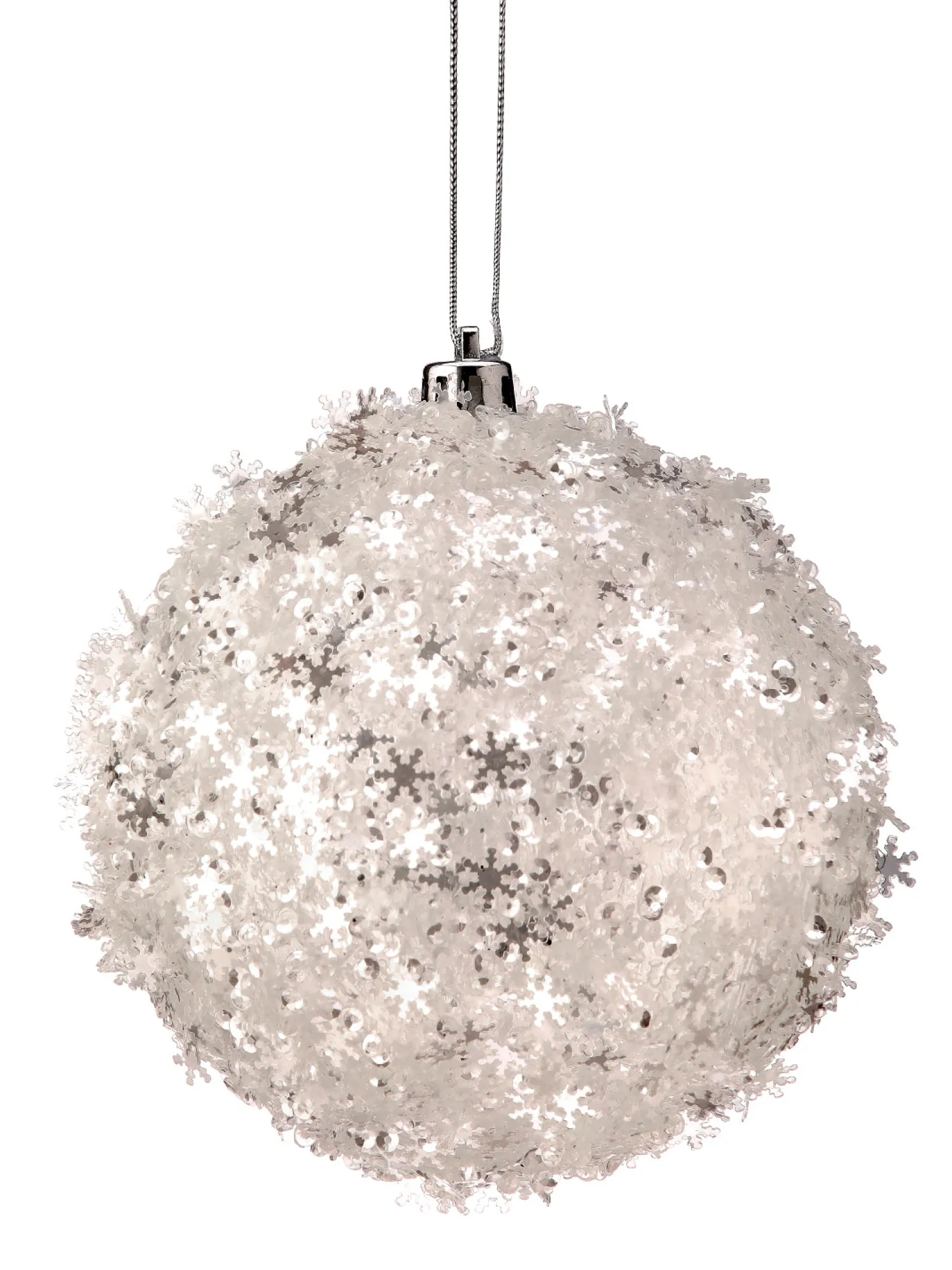 Regency 4" Metallic White Snowflake Ball Christmas Ornament MTX72220