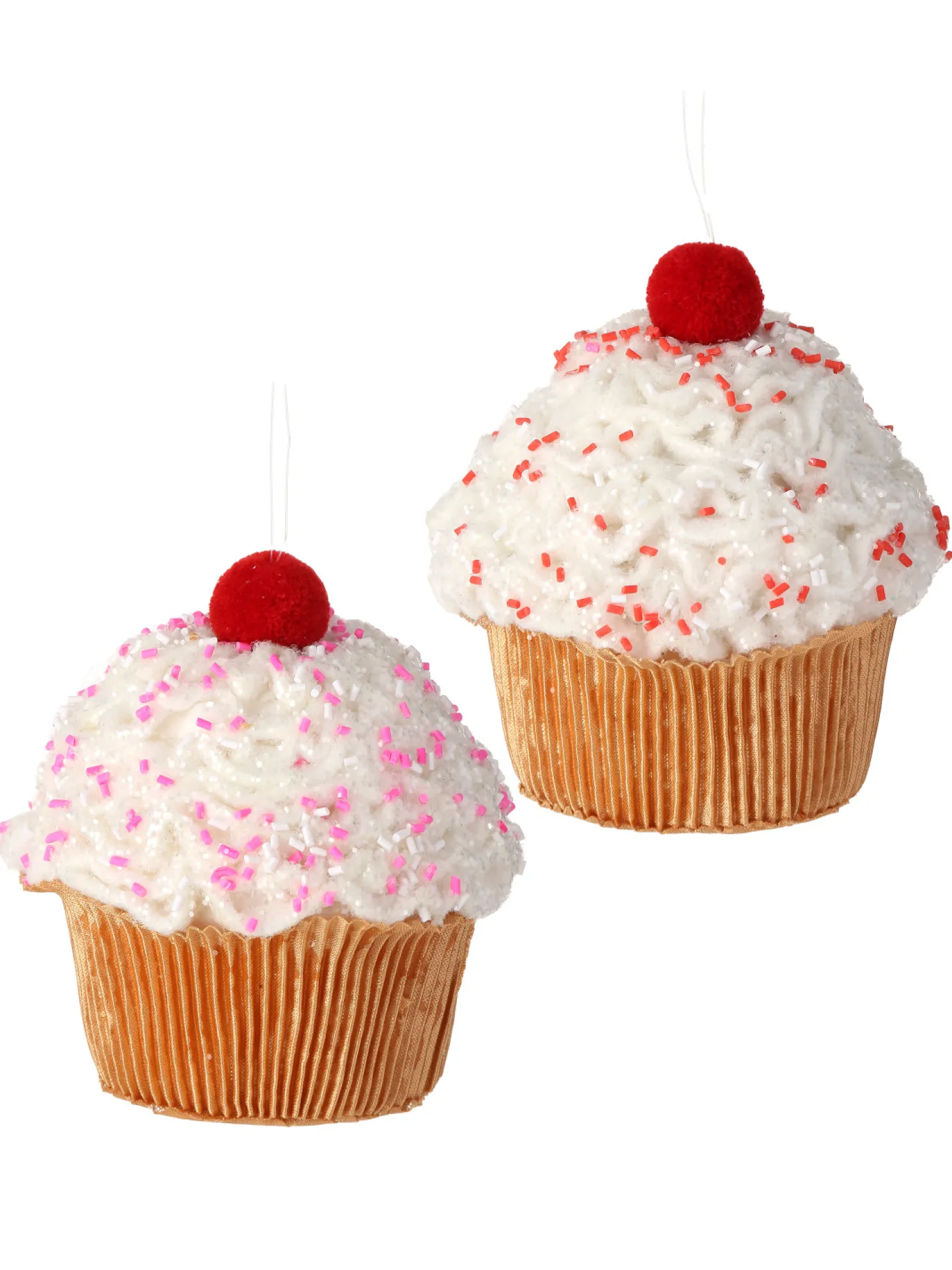 Regency 5" Pink or Red Sprinkles Sweets Cupcake Christmas Ornament MTX73463