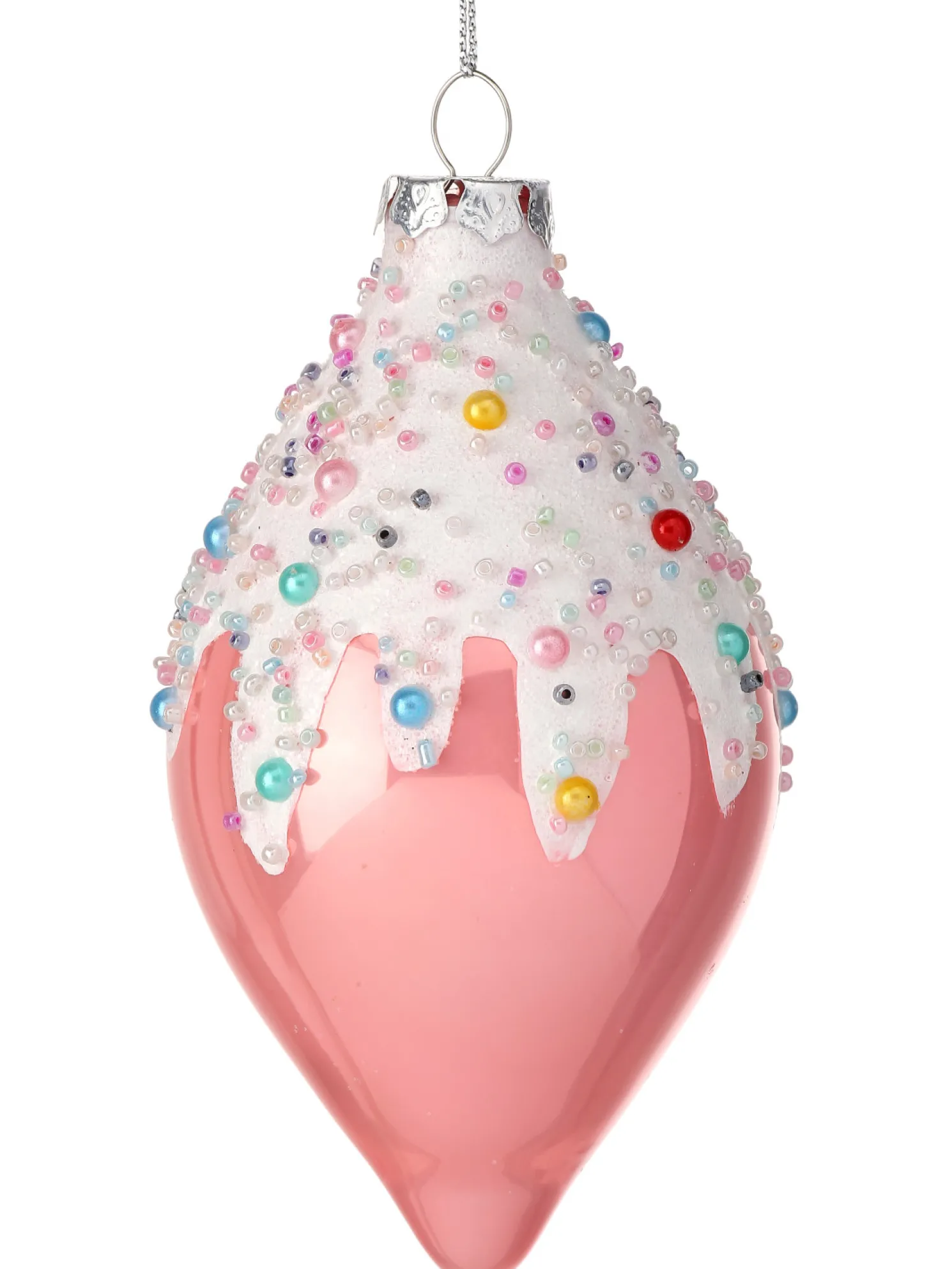 Regency 5" Sprinkles Pink Glass Finial Christmas Ornament MTX74657