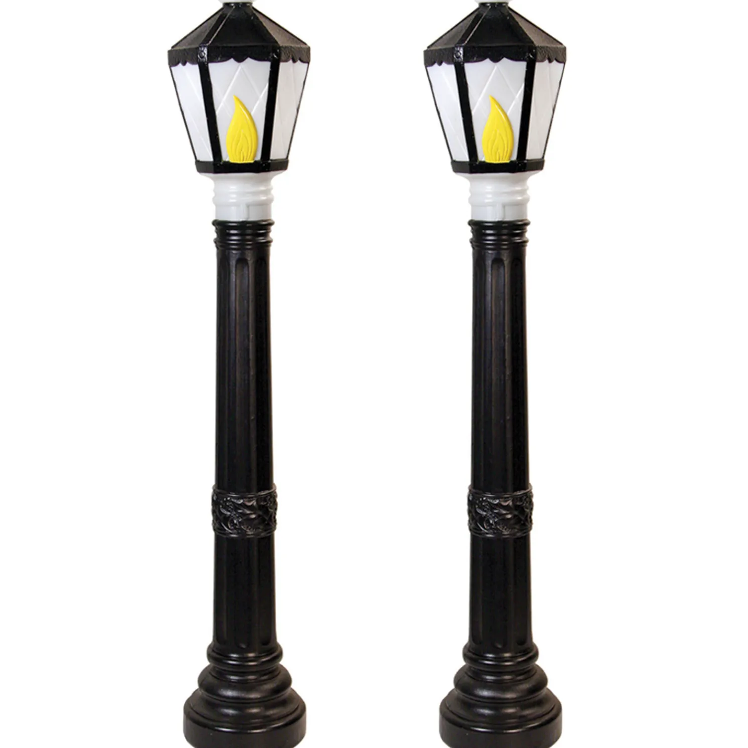 Set of 2 Black Lamp Post Lighted Christmas Blow Molds C5051