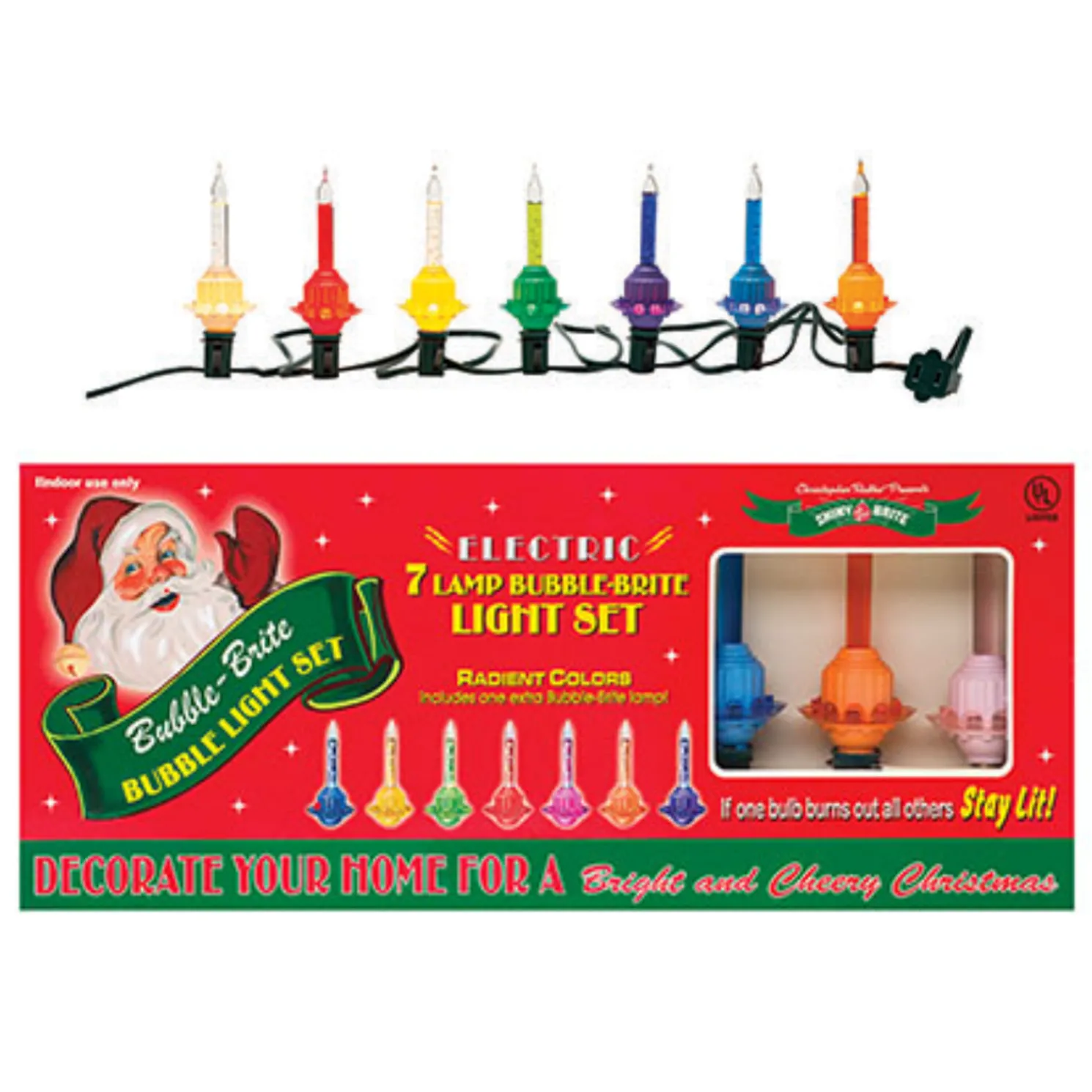 Shiny Brite Christmas Bubble Light Strand 7 LT 4027851