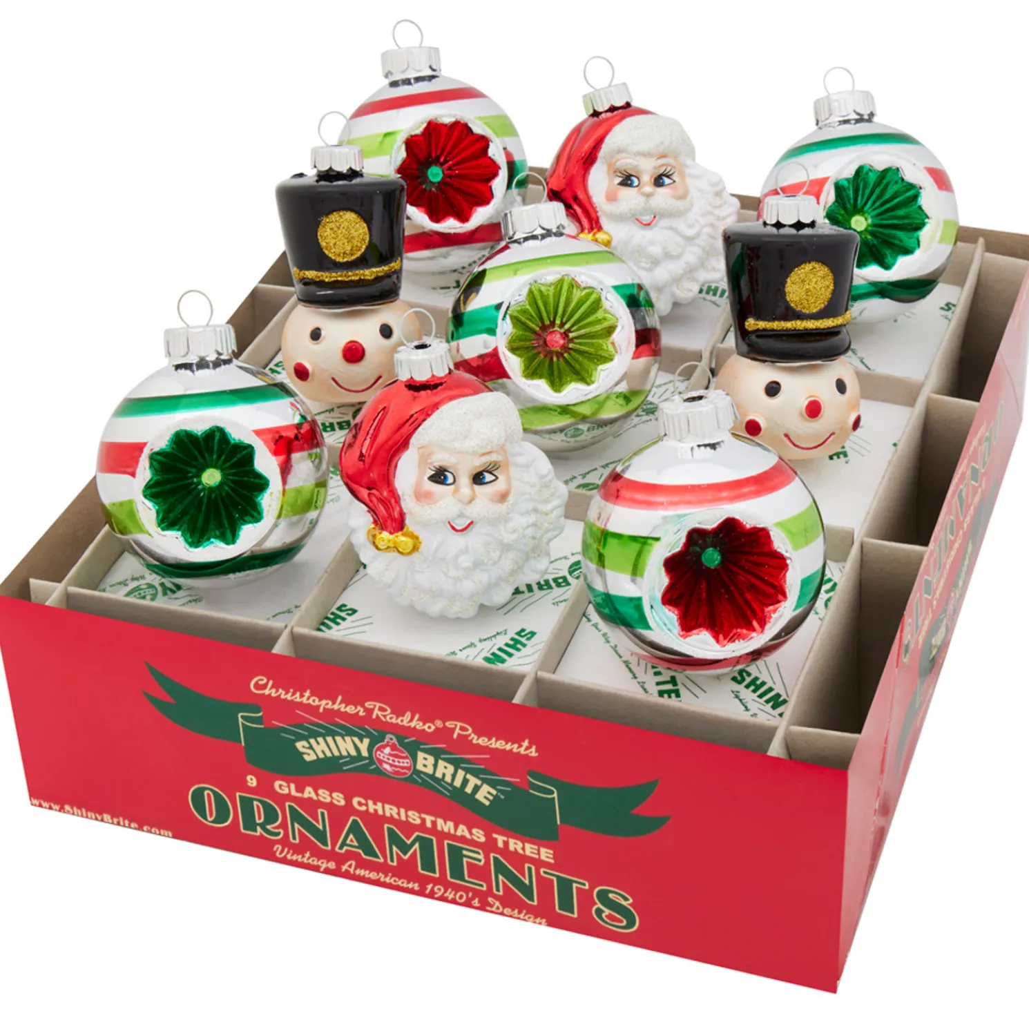 Shiny Brite Holiday Splendor 2.5" Reflector Rounds & Figures Christmas Ornaments 4028216