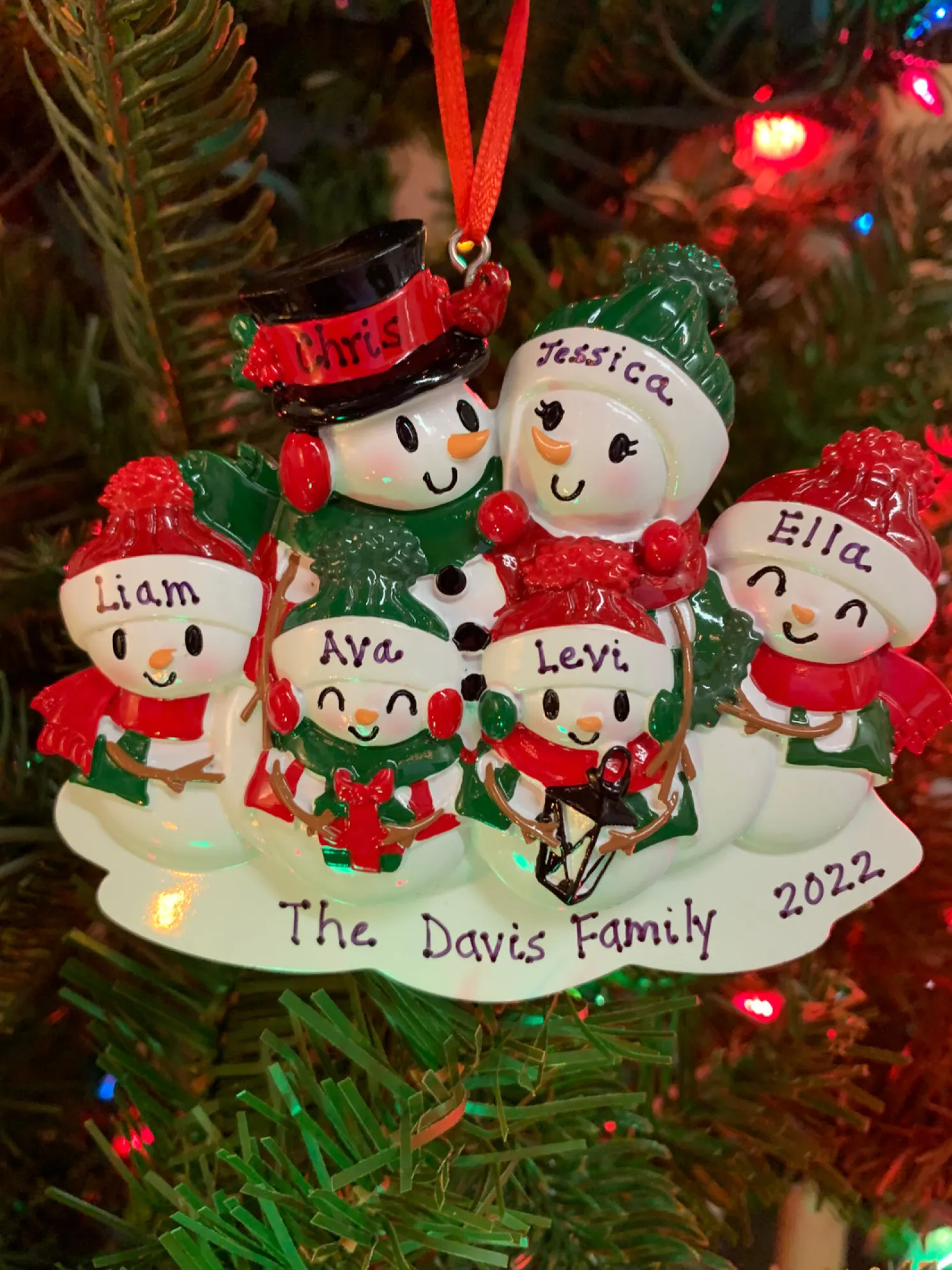 Snowman Family of 6 Personalized Christmas Ornament OR2255-6