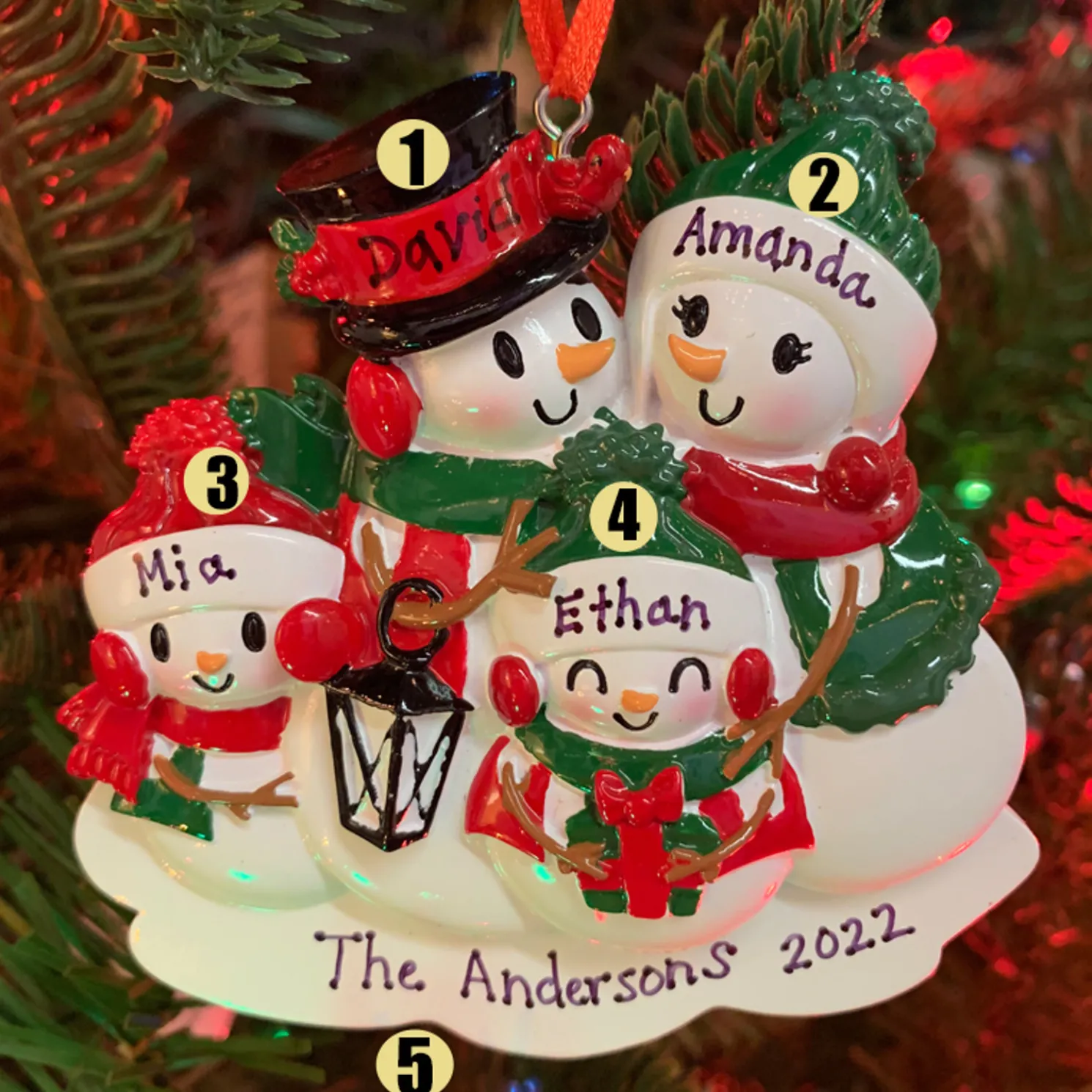 Snowman Family of 4 Personalized Christmas Ornament OR2255-4