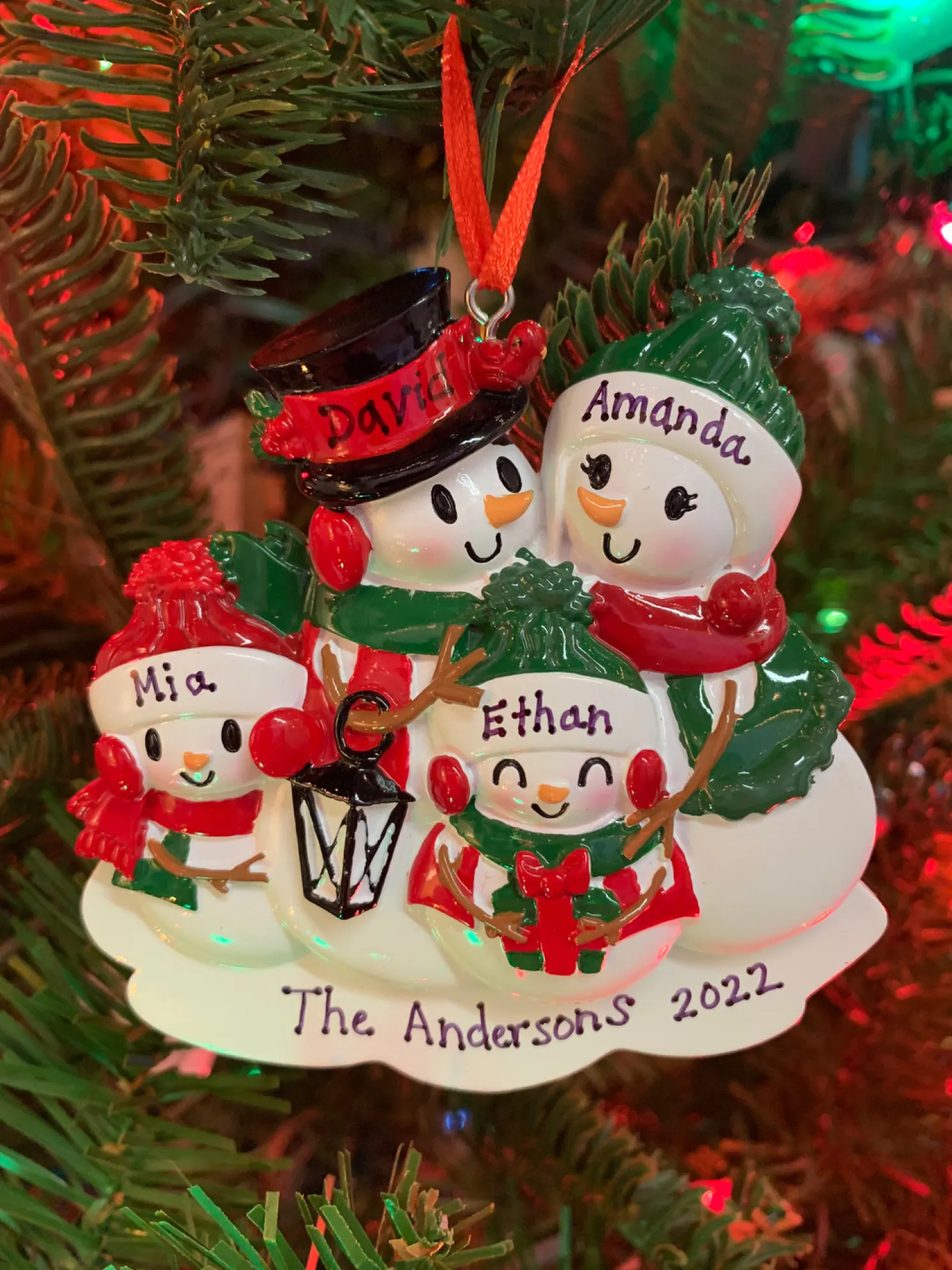 Snowman Family of 4 Personalized Christmas Ornament OR2255-4