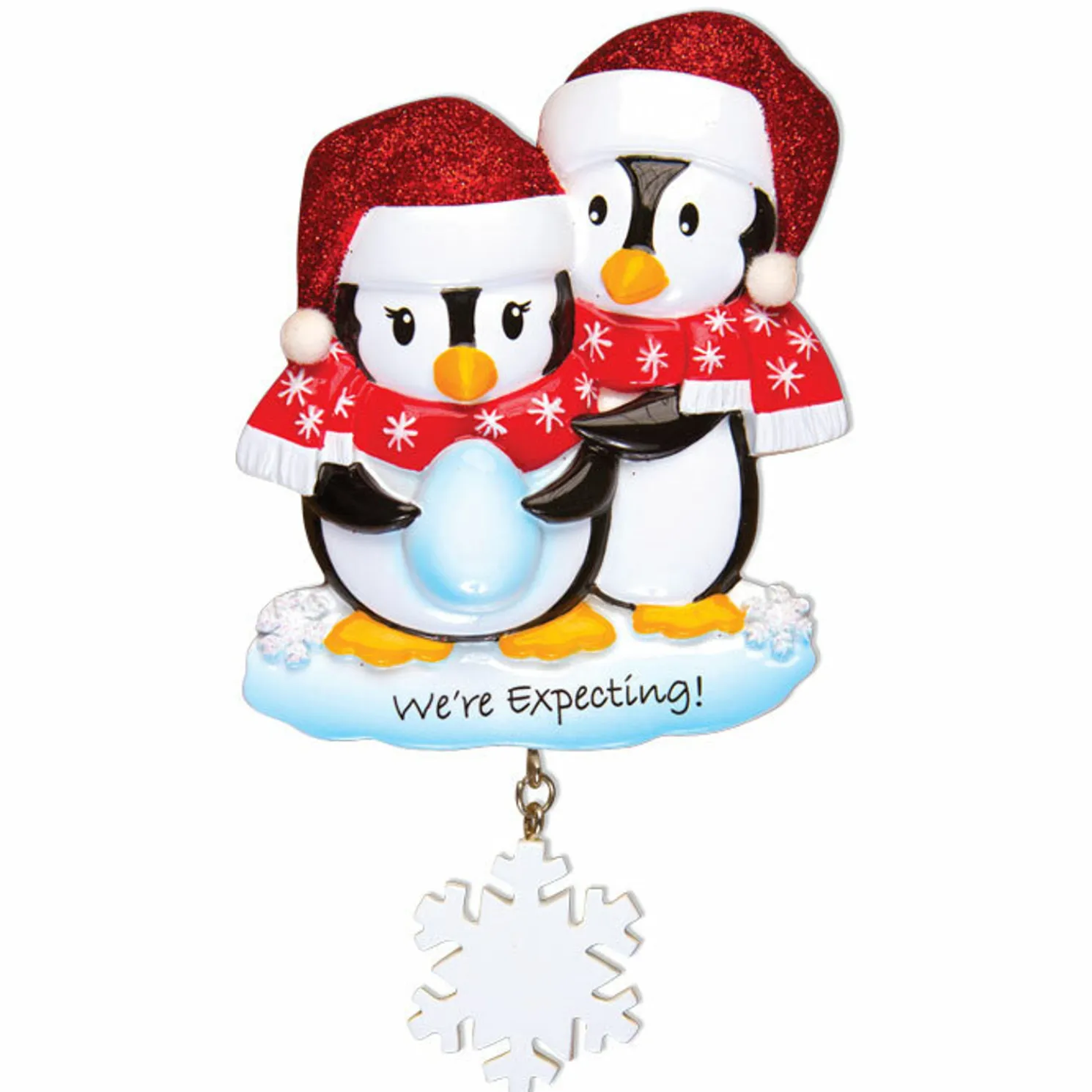 We're Expecting Penguin Couples Personalized Christmas Ornament