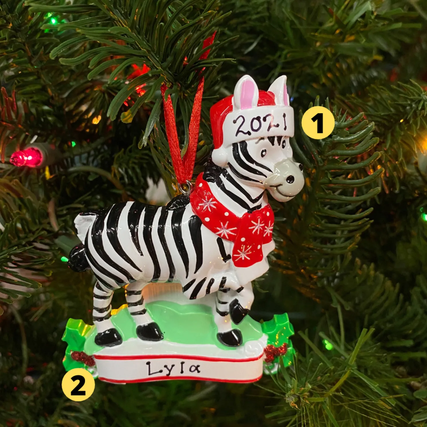 Zebra Personalized Christmas Ornament OR1850-Z